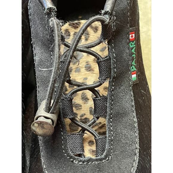 Pajar Black Leather Short Hair Low Heel Winter Booties Women's Size 7 - Picture 7 of 8